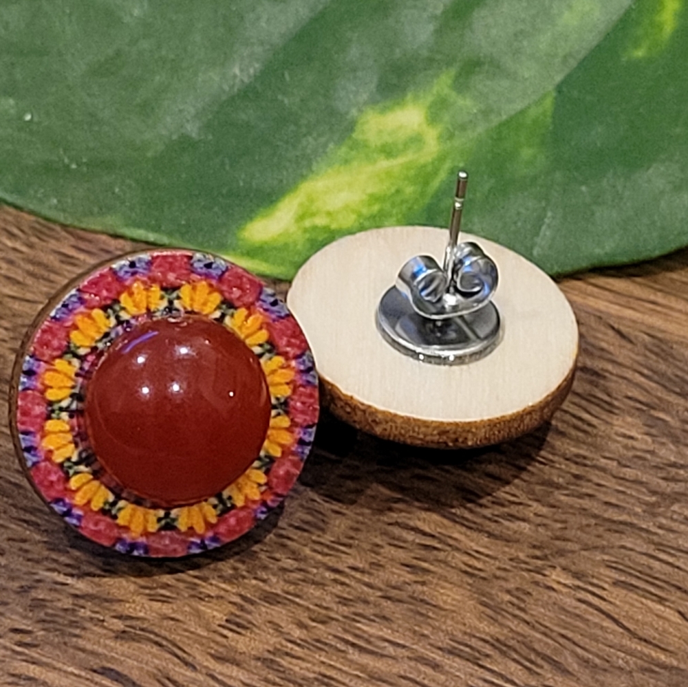 Handmade Stone & Wood Earrings